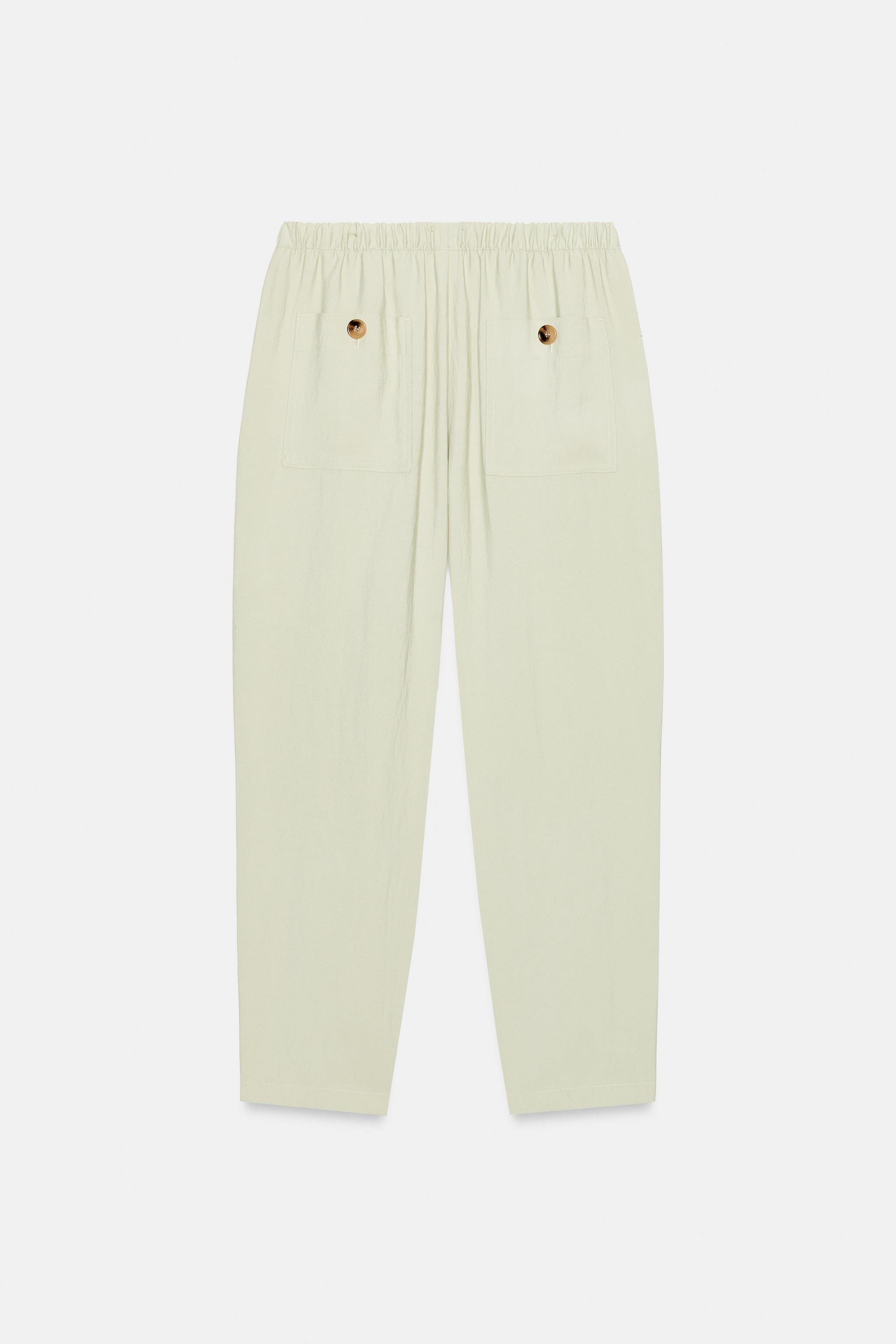 PANTALON CAROTTE À TAILLE ÉLASTIQUE